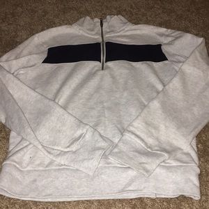 Quarter zip navy and grey sweatshirt